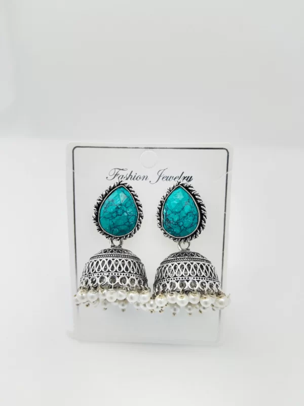 Topaz Blue Oxidized Handcrafted Jhumka