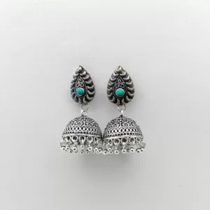 Aqua Blue Oxidized Handcrafted Jhumka