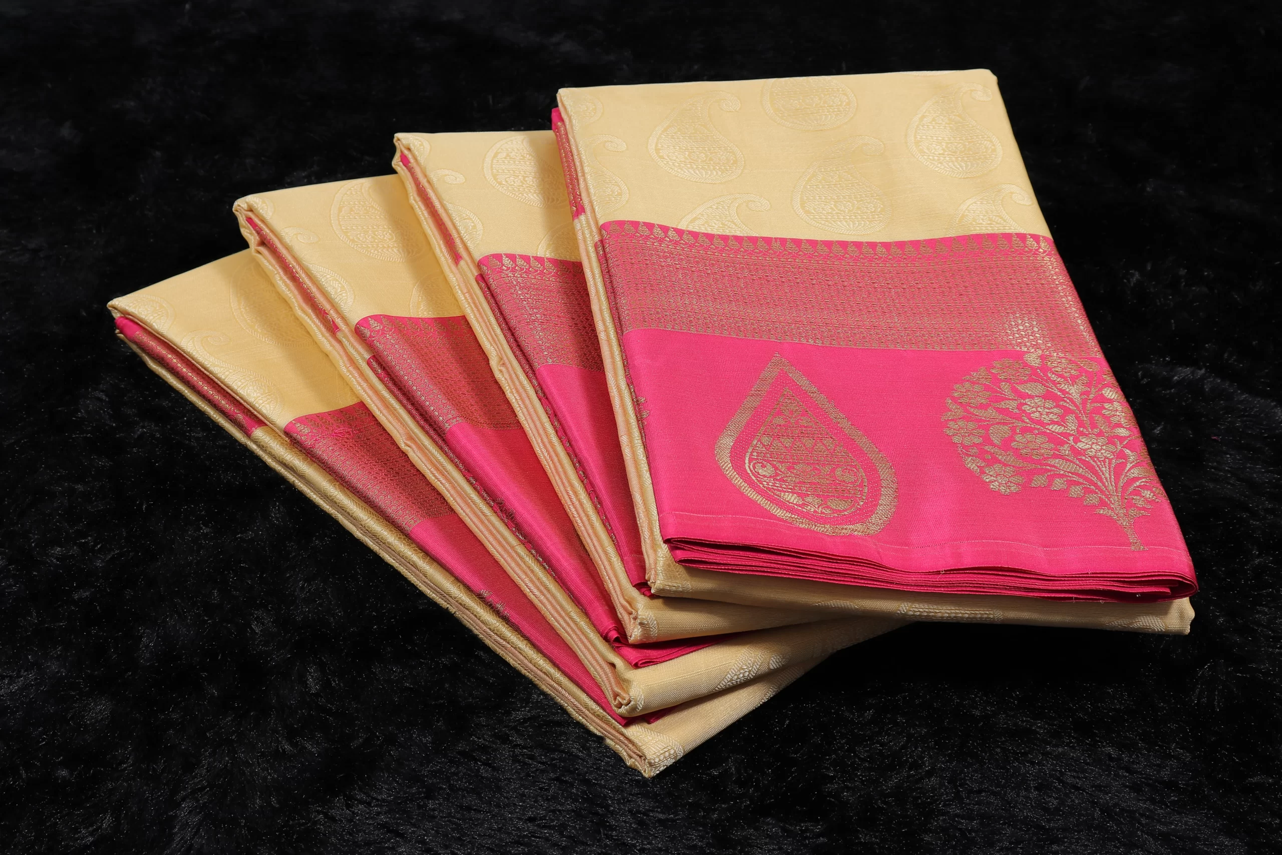 Cerise Pink Kora Silk Saree